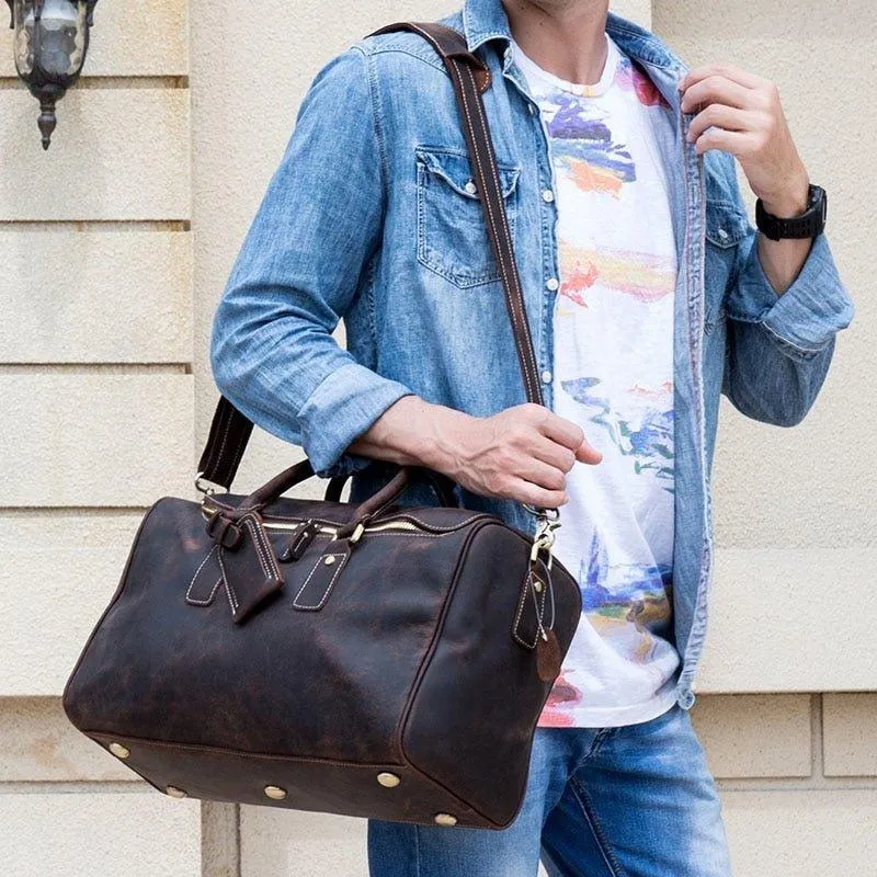 Woosir Crazy Horse Leather Vintage Luggage Duffle Bag