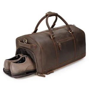 Woosir Leather Large Duffle Bags with Laptop Compartment
