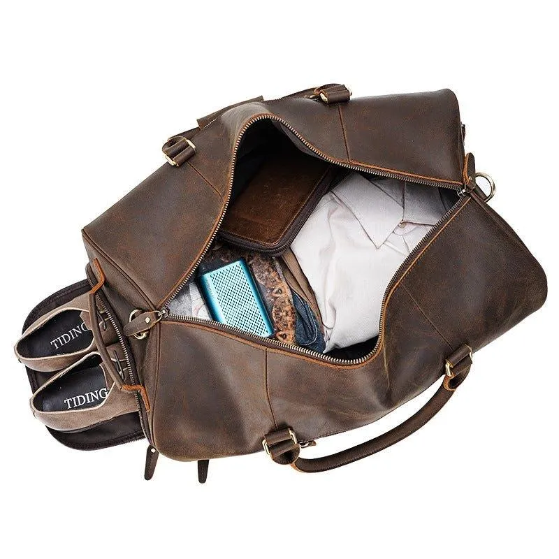Woosir Leather Large Duffle Bags with Laptop Compartment
