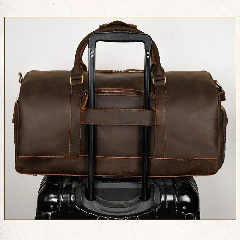 Woosir Leather Large Duffle Bags with Laptop Compartment