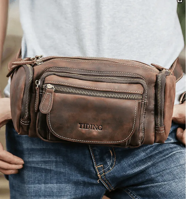 Woosir Vintage Leather Waist Bag for Men