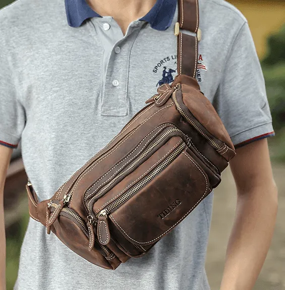 Woosir Vintage Leather Waist Bag for Men