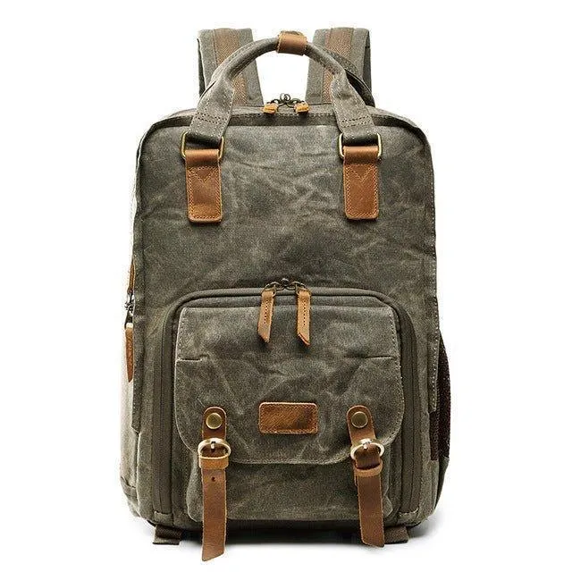 Woosir Waterproof Waxed Canvas Camera Backpack