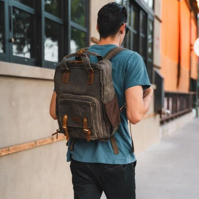 Woosir Waterproof Waxed Canvas Camera Backpack