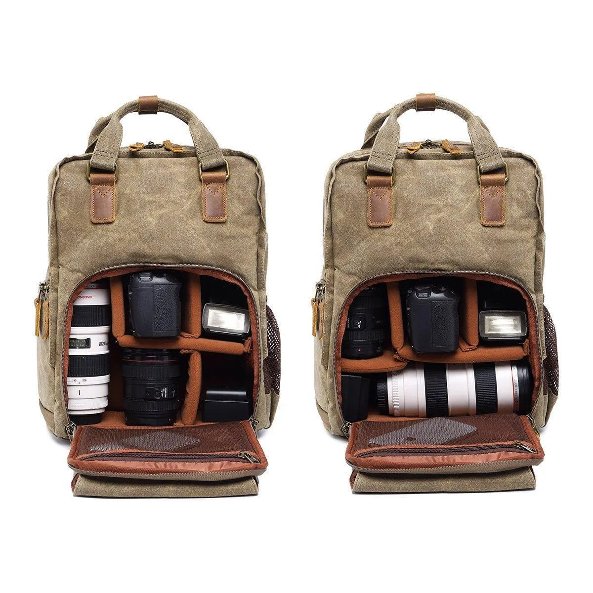 Woosir Waterproof Waxed Canvas Camera Backpack