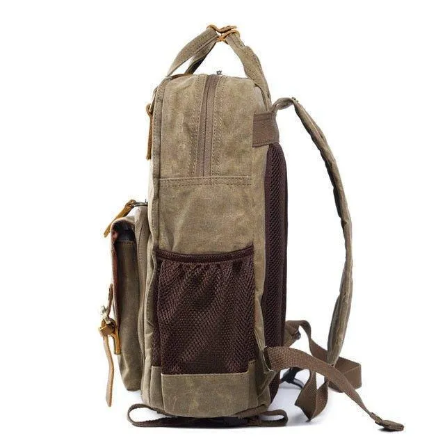 Woosir Waterproof Waxed Canvas Camera Backpack