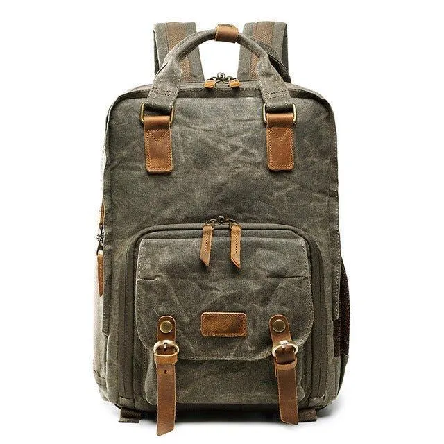 Woosir Waterproof Waxed Canvas Camera Backpack
