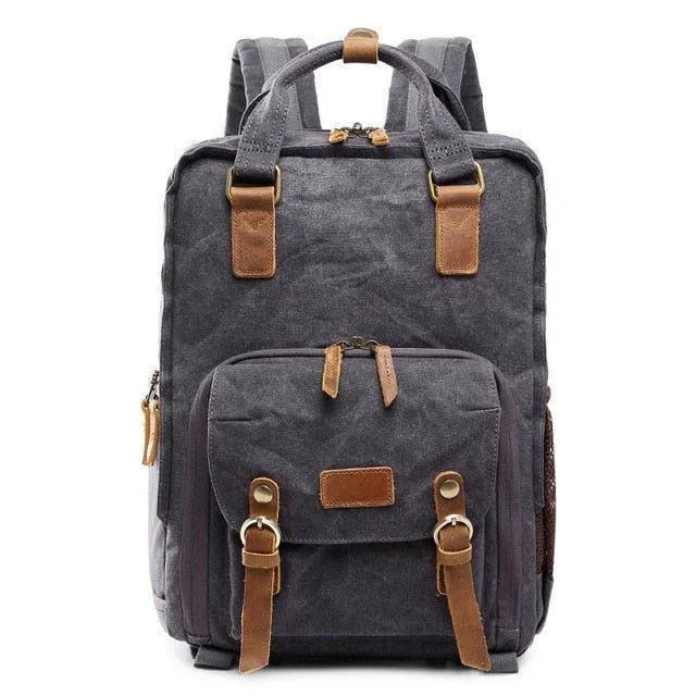 Woosir Waterproof Waxed Canvas Camera Backpack