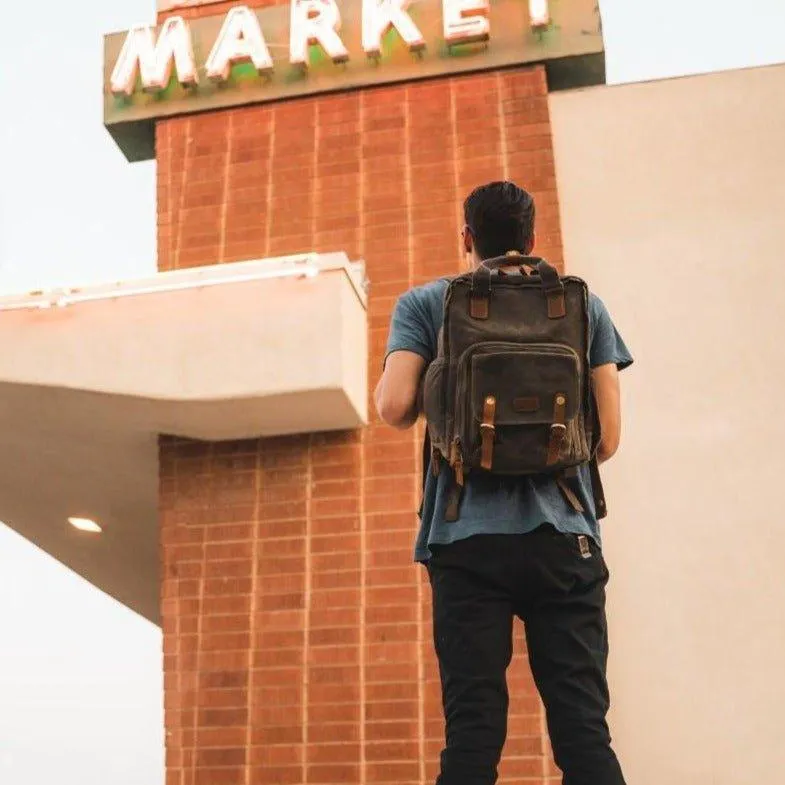 Woosir Waterproof Waxed Canvas Camera Backpack