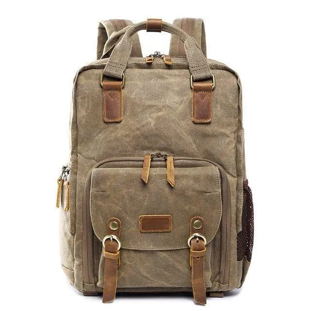 Woosir Waterproof Waxed Canvas Camera Backpack