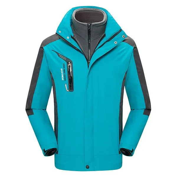 Zippered Long-Sleeved Waterproof Jacket With Removable Lining
