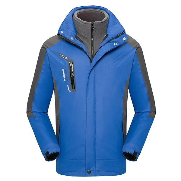 Zippered Long-Sleeved Waterproof Jacket With Removable Lining