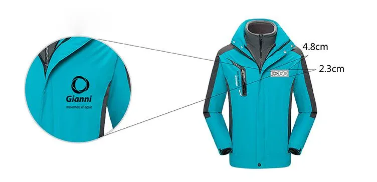 Zippered Long-Sleeved Waterproof Jacket With Removable Lining