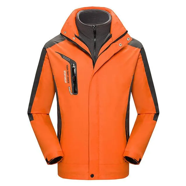Zippered Long-Sleeved Waterproof Jacket With Removable Lining