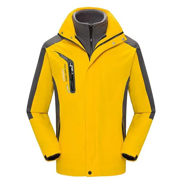 Zippered Long-Sleeved Waterproof Jacket With Removable Lining