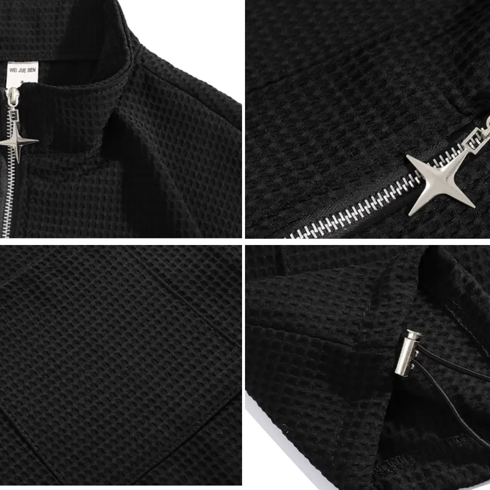 Zippered Stand Collar Shirt